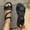 Black, variant on Women's Leather Open Toe Ankle Strap Sandals Dressy Summer Beach Vacation Flat Sandals White 7.5(40)