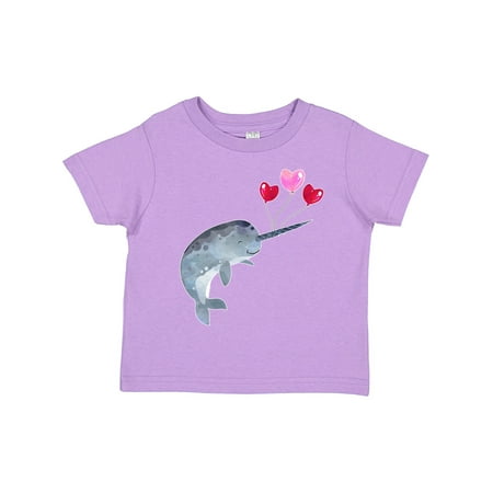 

Inktastic Valentine s Day Narwhal with Heart Balloons Gift Toddler Boy or Toddler Girl T-Shirt