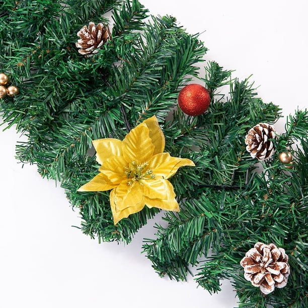 270cm Guirlande De Noël Avec Led, Guirlande Lumineuse Sapin Noel Couronne Decoration De Vigne Noel Avec Led Pour Decor Porte Cheminee Escaliers Fete Interieure Decoration Vert 90311348