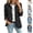 Black, variant on Womens Ruffled Double Breasted Denim Jacket Casual Blazer | Chic, Lapel Collar, Functional Pockets Lightweight Fabric Dressy Casual Wear