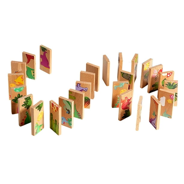 Dominó de dinosaurios, rompecabezas de madera, dibujos animados, concentración, desarrollo, juego de correspondencias, juego de imágenes para niños pe