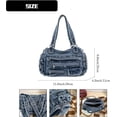 thumbnail image 5 of Sunyuer Women Vintage Washed Denim Shoulder Bag, Multi Pockets Large Capacity Hobo Tote Purse, Detachable Adjustable Crossbody Strap Casual Denim Handbag for Daily Commute Travel, 5 of 7