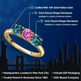 thumbnail image 2 of Gem Stone King 10K Yellow Gold Pink Created Sapphire and London Blue Topaz Engagement Ring for Women | 1.95 Cttw | Round 5MM | Gemstone September Birthstone | Size 5, 2 of 6