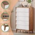 thumbnail image 5 of Merluxy 5 Drawer Dresser for Bedroom, Mid Century Wood End Table, White & Yellow Walnut, 5 of 9