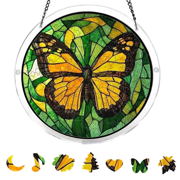Yardvibe Acrylic Puzzle Suncatcher, 7.48" Insect Sun Catchers Puzzle, DIY SunCatchers Puzzles Window Hanging for Adults, Home & Garden Decor (Butterfly)