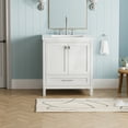 thumbnail image 5 of BARONAGE 30" Bathroom Vanity Ceramic Sink Combo, Marble Vanity Top with Undermounted Rectangular Ceramic Sink, Modern Freestanding Storage Cabinet, White, 5 of 21