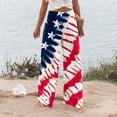 thumbnail image 5 of Mlqidk American Flag Trousers for Women High Waisted Patriotic Gauze Pants Casual Cotton Linen 4th Of July Trousers Wide-Leg Usa Flag Printed Pants with Pocket Dark Blue 2XL, 5 of 5