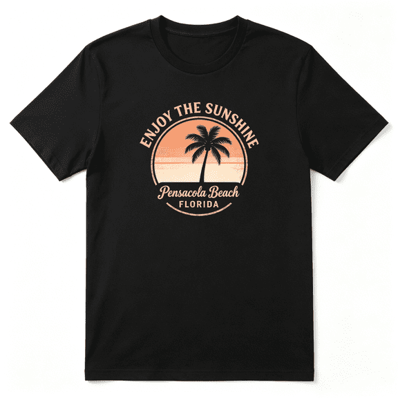 Enjoy The Sunshine Pensacola Beach Florida Vintage Graphic Tee For Men And Women, Outdoor Road Trip Cotton Short Sleeves T-Shirt
