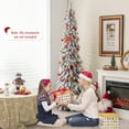 thumbnail image 2 of Gymax 6 FT Pre-Lit Artificial Christmas Tree Snow-Flocked Slim Pencil Christmas Tree, 2 of 10