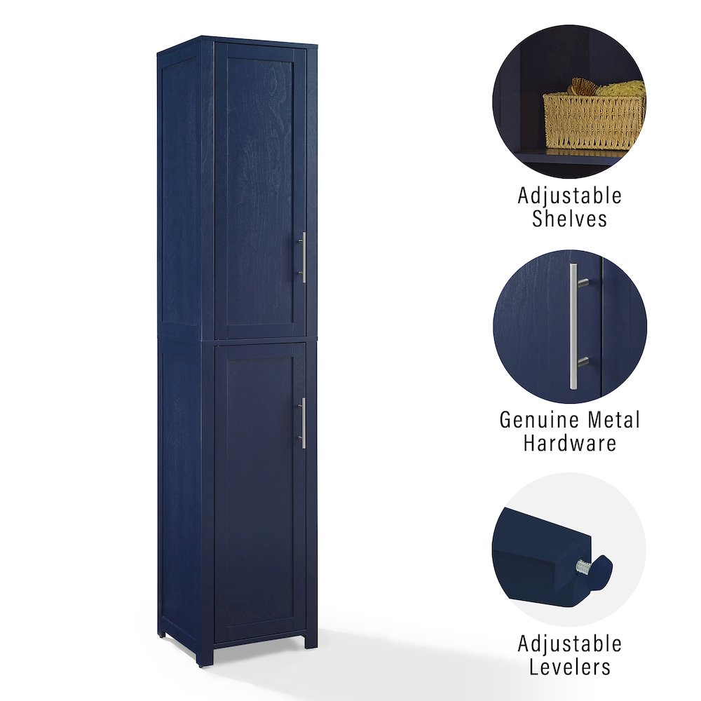 Crosley Furniture Savannah Linen Storage Cabinet, Laundry Room, Bathroom Organizer with Shelves