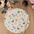 thumbnail image 3 of Flowers Bees Round 15 Inch Placemats Set of 8, Spring Funny Botanical Flowers Leaves Stripes HeatResistant Non Slip Place Mats for Dining Table, Wipeable Braided Kitchen Table Mats for Housewarming, 3 of 9