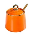 thumbnail image 4 of Tongina Ceramic Sugar Bowl Container with Lid and Spoon Spice Seasoning Box Ceramic Condiment Pot Condiment Jar for Counter Home Tapered Orange, 4 of 8