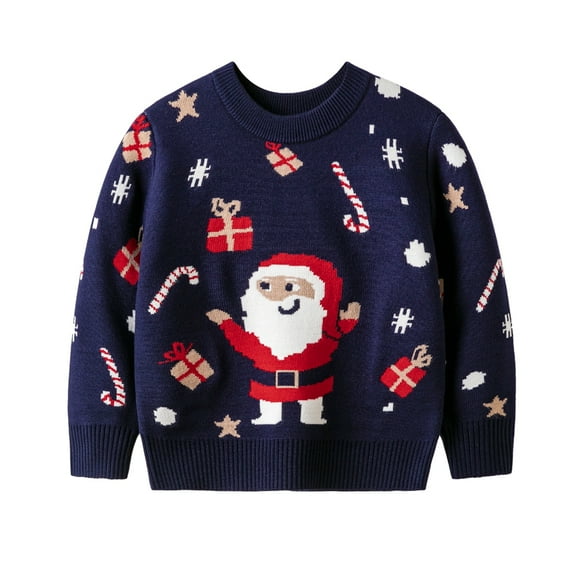 Gyratedream Ugly Christmas Sweater for Child Novelty Xmas Holiday Party Santa Claus Pullover Knitwear
