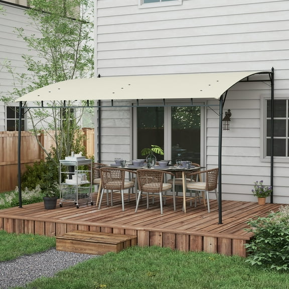 Outsunny 10' x 13' Pergola with UV-Resistant Canopy, Outdoor Sun Shade Shelter for Porch, Patio, Deck, Backyard, Cream
