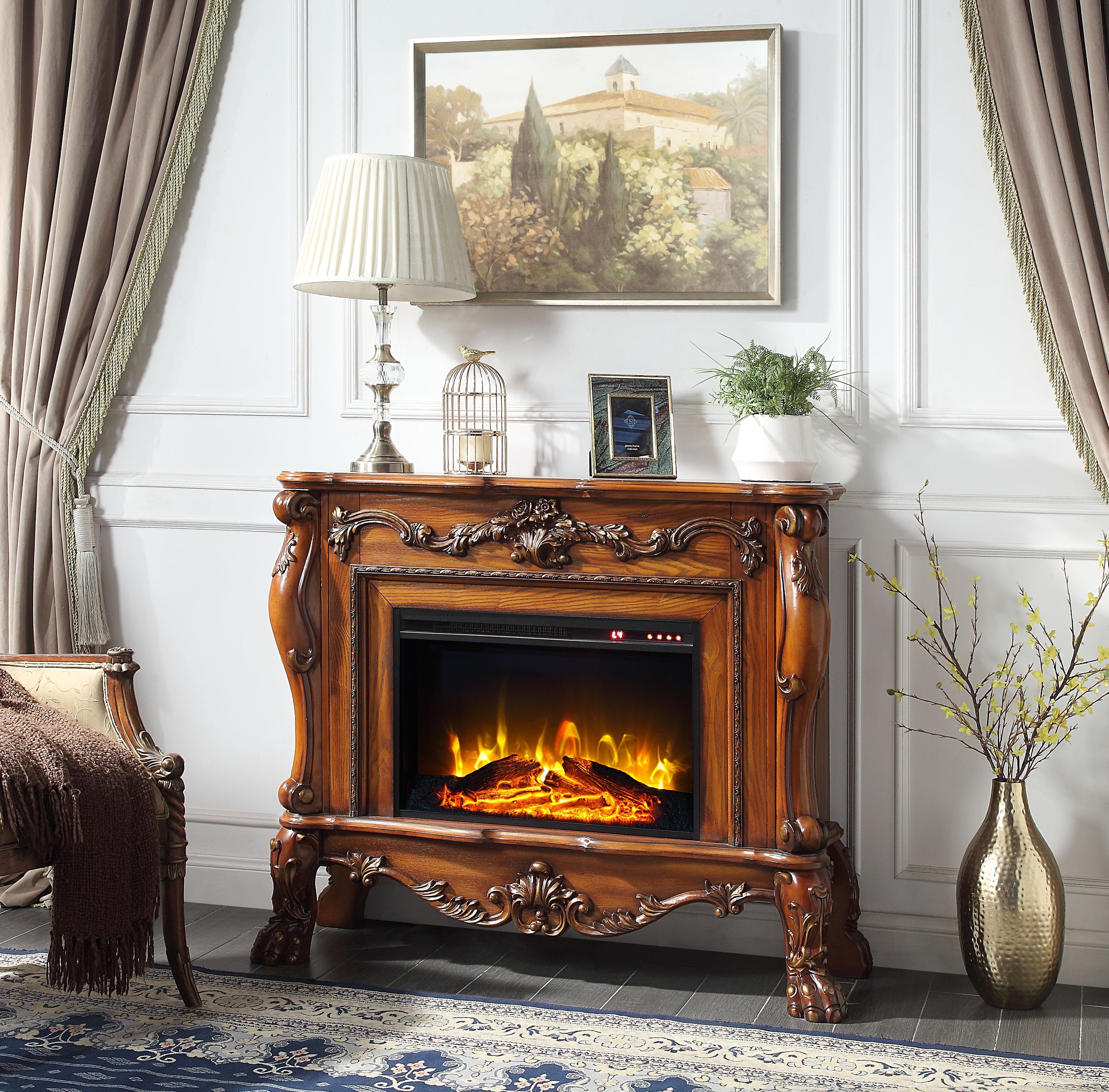 * antique flame ୨୧ * レクタングル型 アンティークフレーム AC01308 Fireplace, Gold Patina Finish - Dresden ( 1Pc/1Ctn