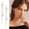 thumbnail image 3 of Boucles d'Oreilles Chaîne Simple Micro Ensemble Zircon Étoile Double Couche Ligne d'Oreilles Luxe Léger, 3 of 8