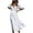 White, variant on Women's Surplice Half Puff Sleeve Midi Dress with V Neckline and Empire Waist 100% Polyester Flowing Pink Fabric