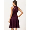 thumbnail image 3 of DARING DIVA Halter Neck Sleeveless Cocktail A-Line Dress S Burgundy, 3 of 6