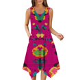 thumbnail image 5 of Women's Casual Loose Tank Dresses Sleeveless Beach Vacation Dress Pleated U Neck Soft D-Multicolor, 5 of 5