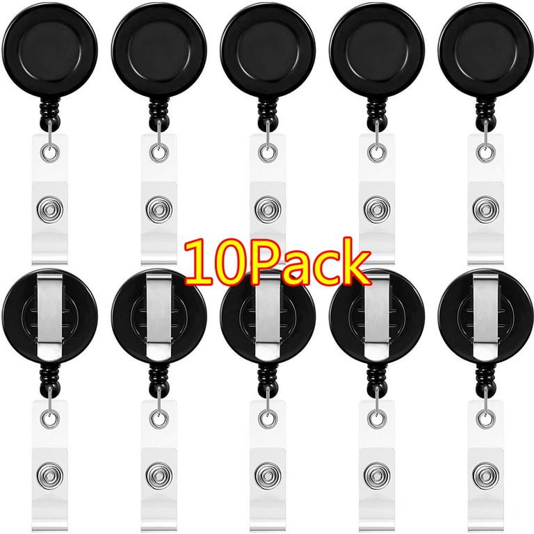 50 Pcs Retractable Badge Reel Clips Holder for Hanging ID Card Name Key  Chain (Silver) 