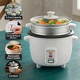 thumbnail image 4 of OVENTE Electric Rice Cooker and Food Steamer – 10-Cup Cooked Capacity (5 Cups Uncooked), Nonstick Removable Pot, Keep Warm Function, Steaming Basket, Measuring Cup & Spatula Included, White RCS01W, 4 of 9