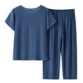 thumbnail image 3 of Bjutir Womens Outfit Set Elderly Floral Print Summer Suit Mother Short Sleeve Cotton Silk Elderly Summer Clothes Trousers Suit Two Piece Set Blue 2Xl, 3 of 3