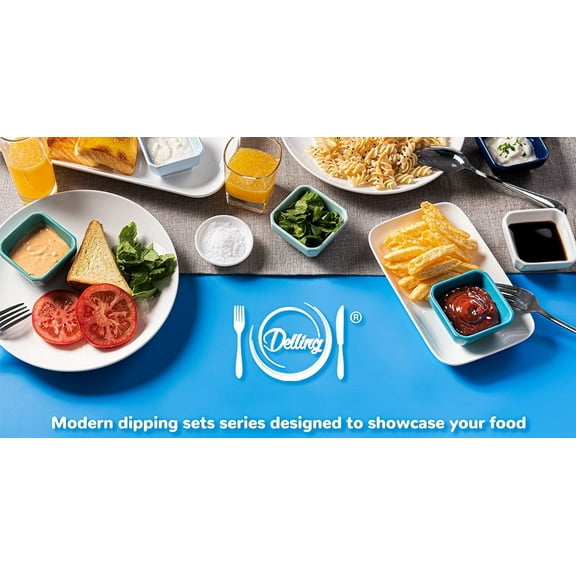 Delling 3 Oz Ceramic Dip Bowls Set, White Dipping Sauce Plates for Tomato Sauce, Soy, Dinner BBQ - Set of 6