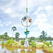 H&D Crystal Sun Catcher Tree of Life Window Ornament with 38mm Crystal Prism