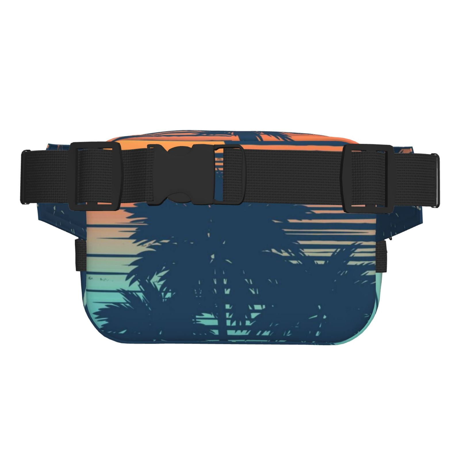 Fuzoiu Palm Trees Print Unisex Square Double Layer Waist Bag,Crossbody Fanny Pack Travel Workout Accessory