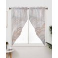 thumbnail image 3 of Swag Curtains, Abstract Watercolor Orange White Marble Texture Rod Pocket Kitchen Curtains Valances Tier Curtains Swag Valance Curtains for Bedroom Living Room 36" x 45", 2 Panels, 3 of 6