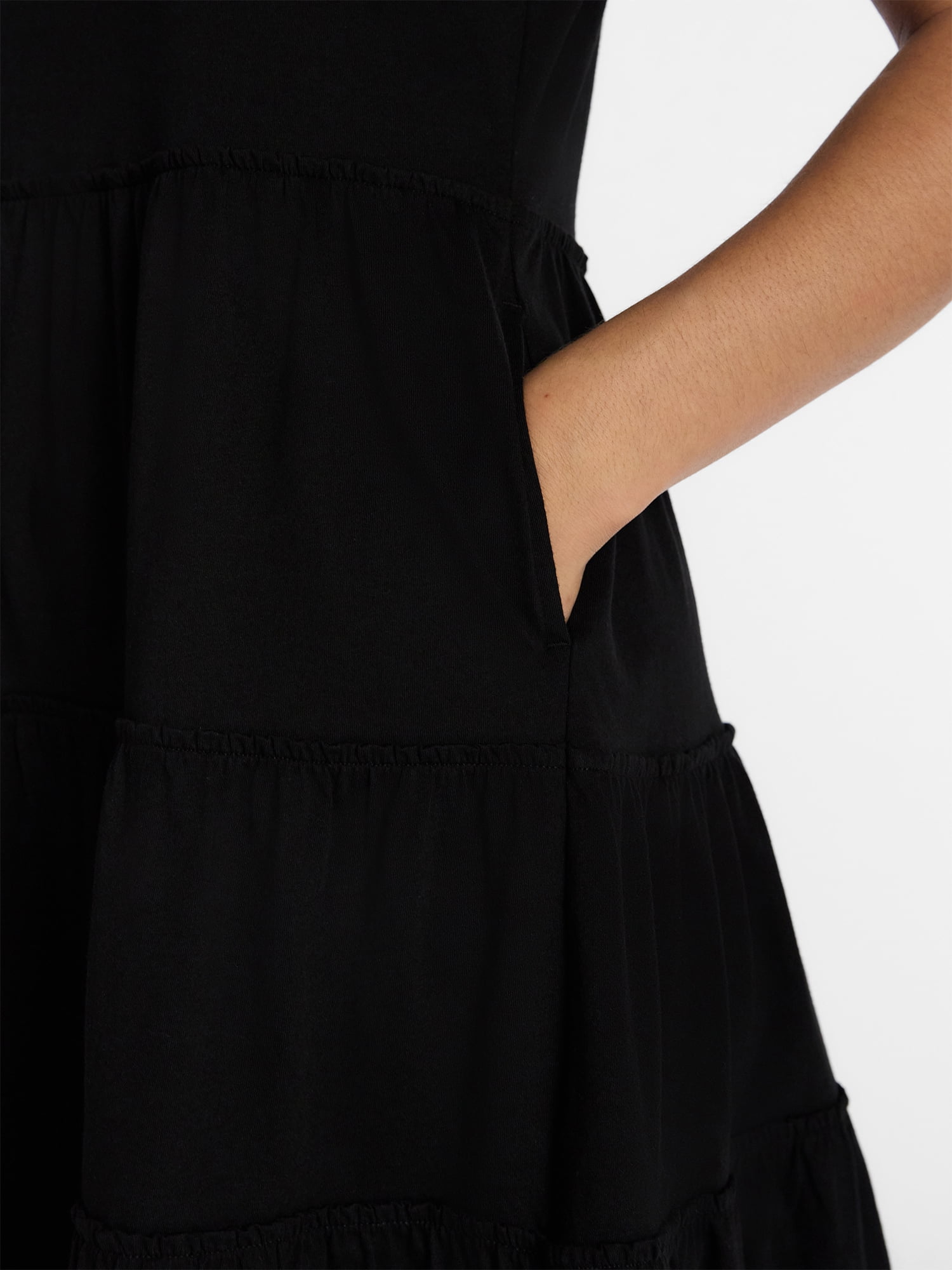 Time and Tru Women's and Women’s Plus Cotton Swing Dress with Short Sleeves, Sizes XS-4X