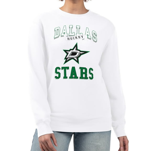 Women's G-III 4Her by Carl Banks White Dallas Stars Team Logo Tri-Blend Fleece Pullover Sweatshirt