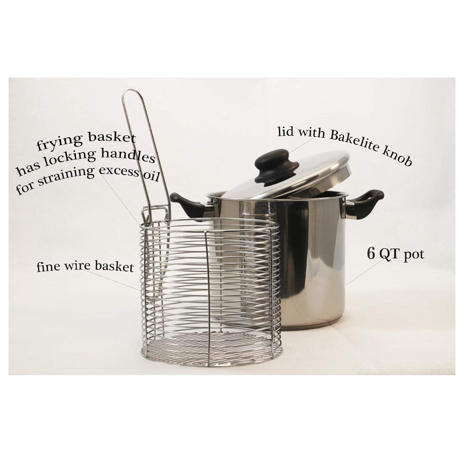 6 Quart Stainless Steel Stove Top Deep Fryer,Silver