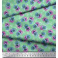 thumbnail image 2 of Soimoi Tissu Popeline de Coton Vert Imprimé Floral 1 Yard 56 Pouces de Large, 2 of 3