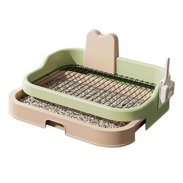 Almohadilla de entrenamiento para el baño de perros con bandeja para cajón, mantiene el suelo limpio, bandeja para orinar para perros, soporte para Verde y beige