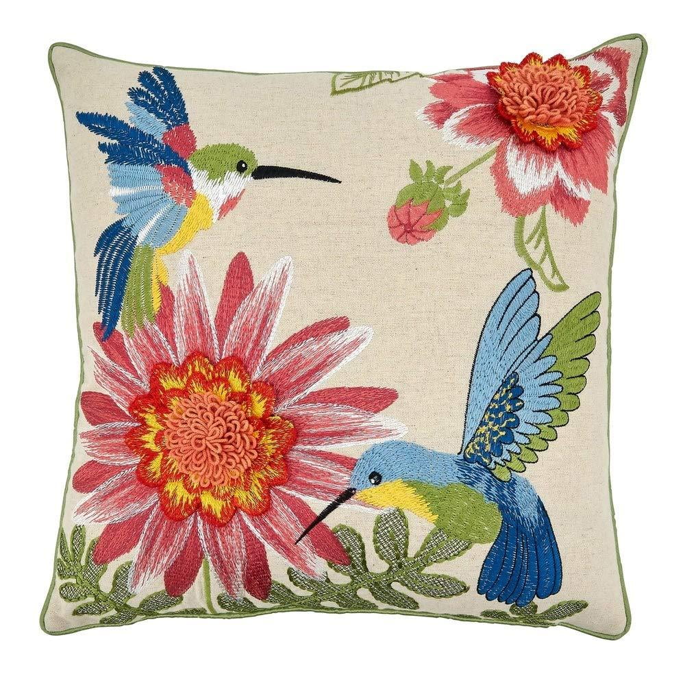 Embroidered Hummingbirds & Flowers Decorative Throw Pillow Cover 17 Inch Walmart
