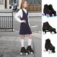 thumbnail image 4 of YYW Teen Roller Skate for Girls,Double-Row Women Quad Skate with Light-up-Wheels, Camouflage Black(Women 7/ Men 5.5), 4 of 9