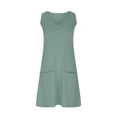 thumbnail image 4 of OSOLU Dresses Solid Color Women Summer Fashion Casual Loose Sleeveless V Tie Pocket Dress Relaxed Fit Sundress Wedding Guest Dress, 4 of 5