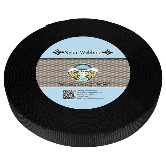 Country Brook Design® 1 Inch Black Heavy Nylon Webbing
