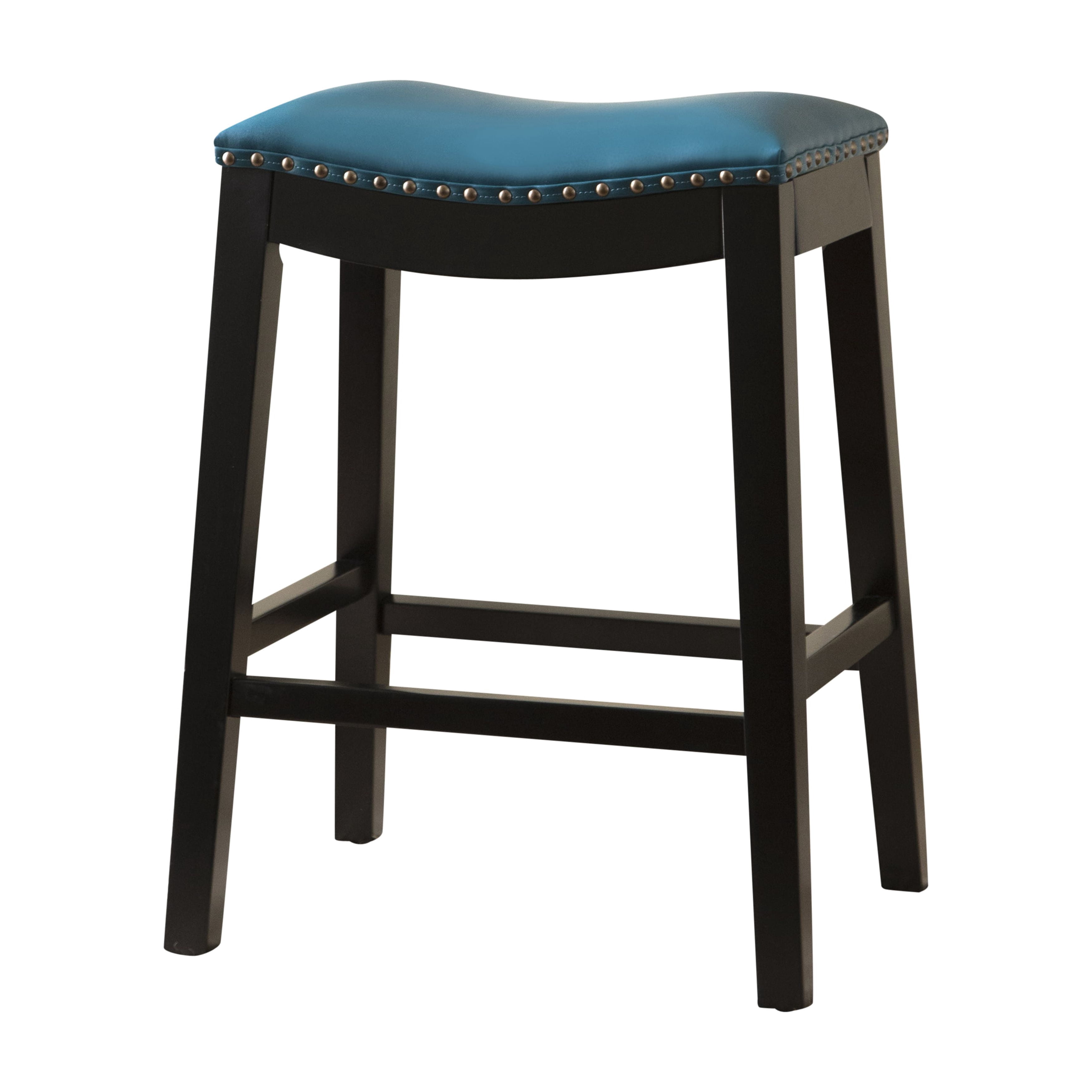 Devon & Claire Charlee Bonded Leather Saddle 26 in. Counter Stool, Teal