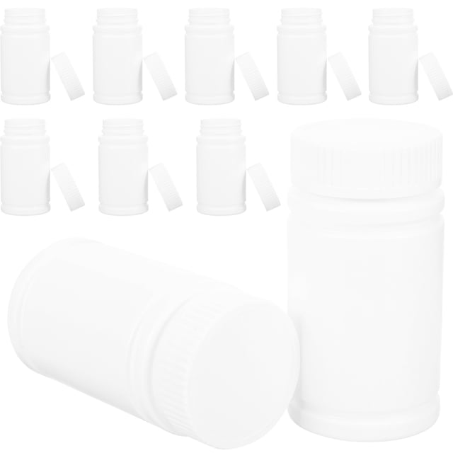 BESTYASH 10Set White Plastic Empty Bottle Holder Small Pill Bottle 9x4 5in Cylindrical Leak Proof For Daily Use