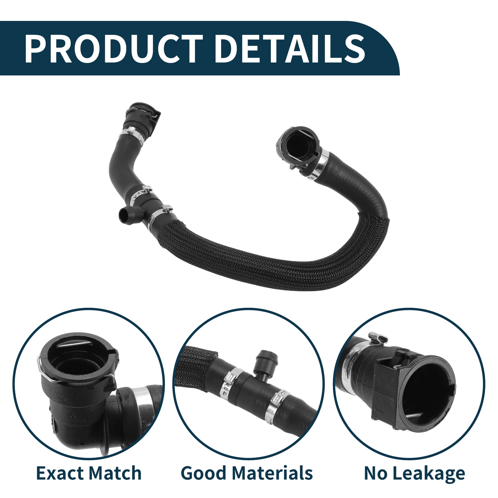 Unique Bargains Radiator Hose Heater Hose Radiator Outlet Hose Pipe for Peugeot 408 2014-2022 No.9803389580 Rubber Heating Water Pipe Black 1 Pc