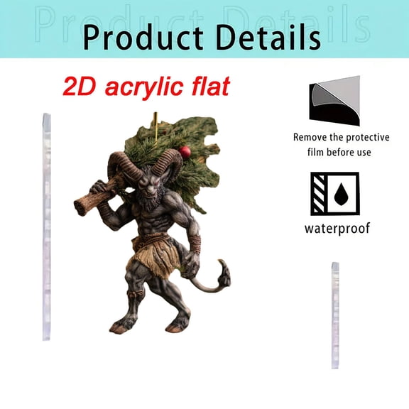 ZhyrZng Krampus Christmas Ornament Set For Holiday Mischief Featuring 2D Acrylic Horror Hanging Decor And Folklore Prank Series Pendants With Rope For Scary Xmas Party Tree Decoration