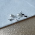 thumbnail image 3 of Dainty Pearl Stud Earrings, Gold, Silver, Freshwater Pearl Earrings, Front Back Earrings, Minimalist Pearl Earrings, Bridal Wedding Earrings, Bridesmaid Gift, 3 of 6