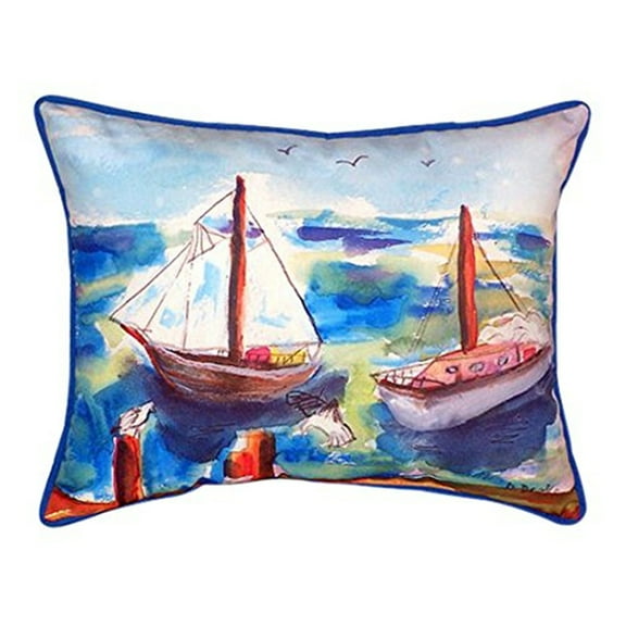 Betsy Drake ZP933 Two Sailboats Indoor & Outdoor Throw Pillow- 20 x 24 in.