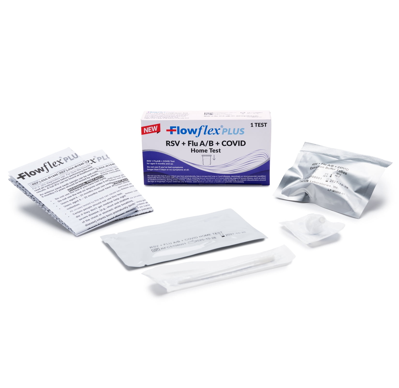 Flowflex Plus RSV + Flu A/B + COVID Home Test is a 4-in-1 Test for RSV, Flu A, Flu B, and COVID