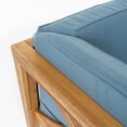 thumbnail image 6 of GDF Studio Calle 4 Piece Outdoor Acacia Wood Sectional Set, Teak and Blue, 6 of 8