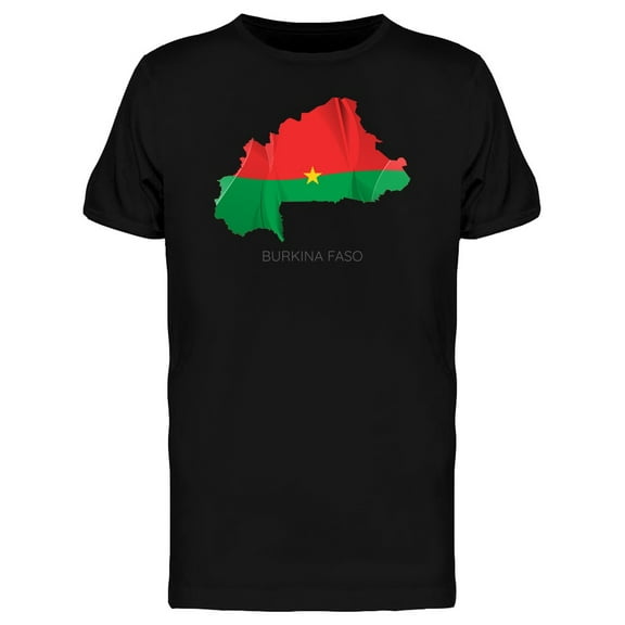Flag Texture Burkina Faso Map T-Shirt Men -Image by Shutterstock, Male XX-Large