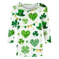 thumbnail image 6 of Funny St Patricks Day Shirt Women Crew Neck 3/4 Sleeve Top Clover Print Shirt Irish Green Blouse Casual Loose Fit Tees Tops, 6 of 6