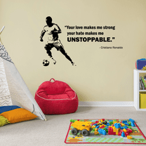 Makes Me Unstoppable Quote Soccer Player Athlete Quotes Wall Sticker for Nursery Bedroom Children Kids World Cup Sport Fans Rooms Home Art Murals Decals Decor Vinyl Decoration Size (8x10 inch)